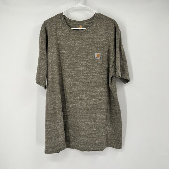 Carhartt Men's Short Sleeve Pocket Work T-Shirt Heavy Olive Green K87-G52 - Picture 1 of 10